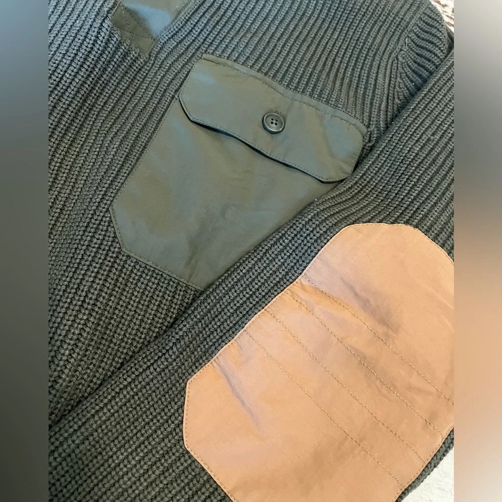 Duluth Trading Sweater Mens Medium Olive Green Shawl Collar Sweater Size Large - Picture 2 of 5